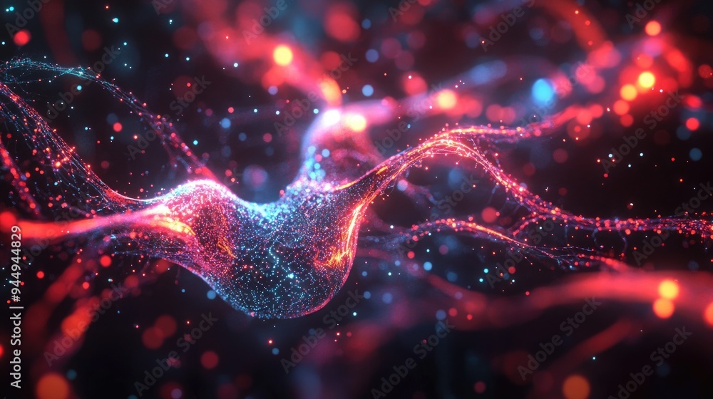 Aufkleber abstract neural networks envisioned as a synthetic mind innovative science and technology with neon 