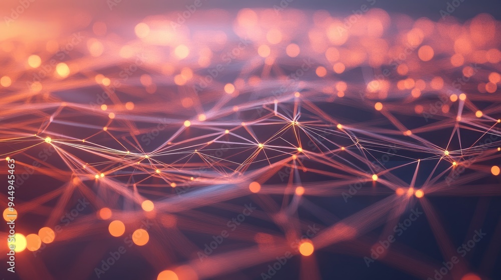 Poster abstract 3d illustration depicting lines and dots that symbolize connection technology