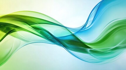 Abstract background featuring smooth green and blue flowing lines