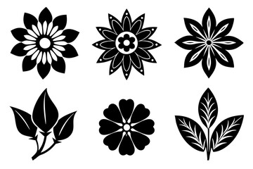 Set of Floral Decorations icons vector design illustration template.