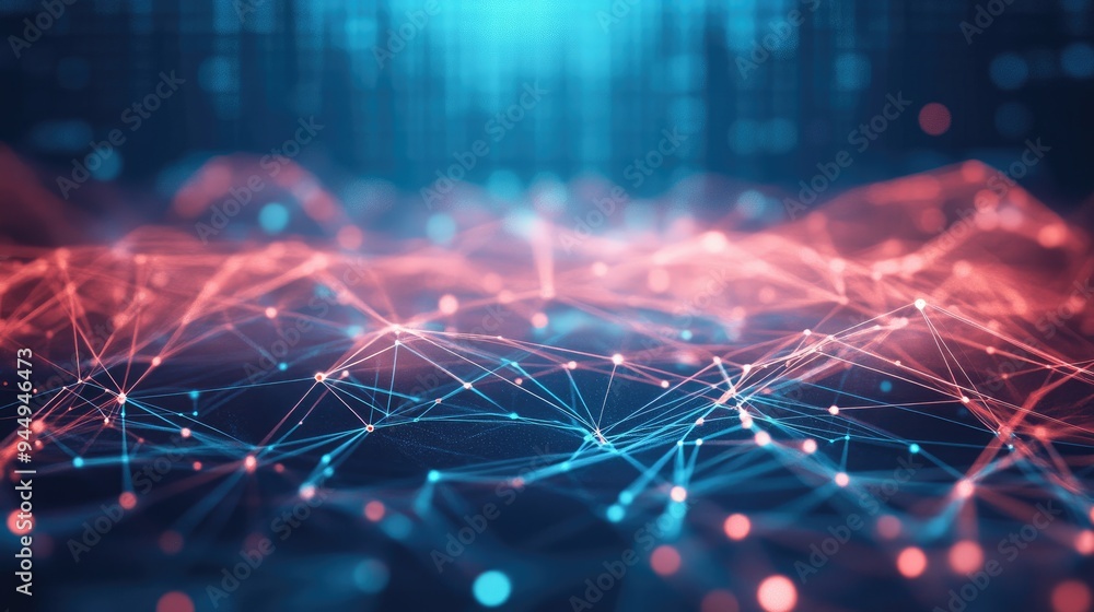 Poster abstract digital background showcasing data technology with plexus connections representing a global