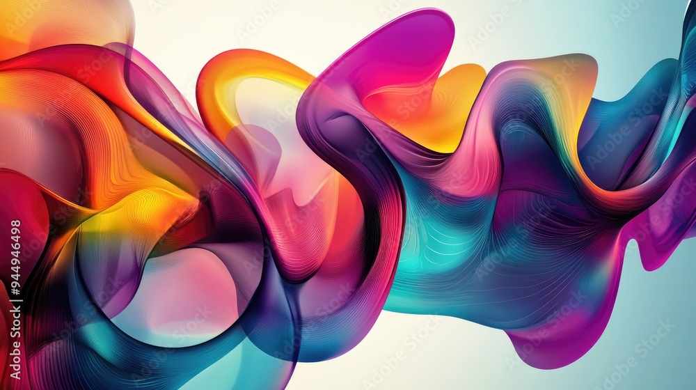 Poster abstract design with flowing shapes and vibrant colors creating a dynamic and modern visual experien