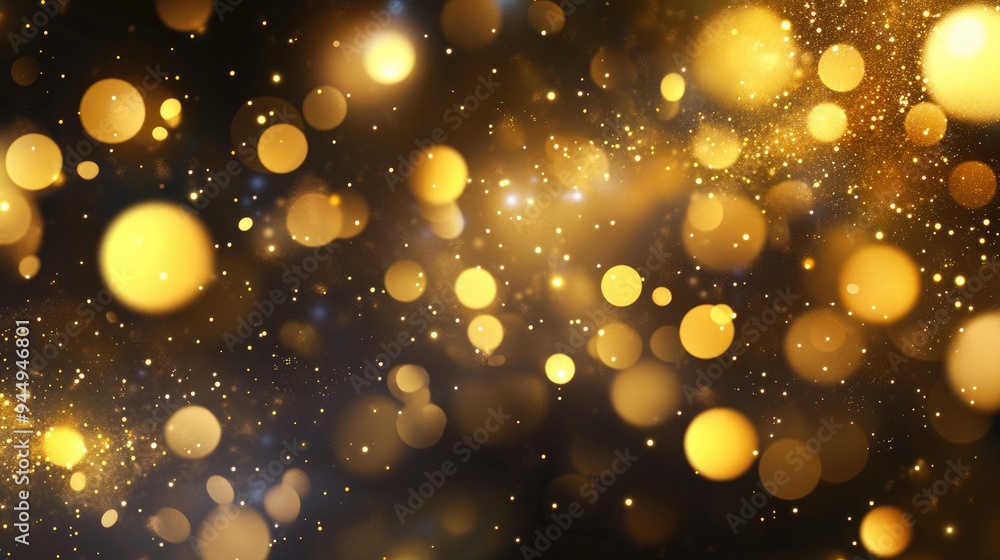Aufkleber abstract gold bokeh circles with particles create a beautiful illustrated background