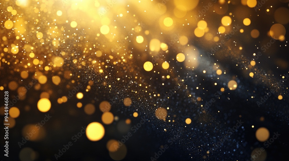 Poster abstract golden bokeh circles against a dark backdrop stunning visualization featuring shimmering pa