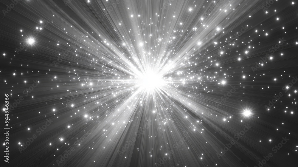 Poster abstract gray background with an explosion of stars
