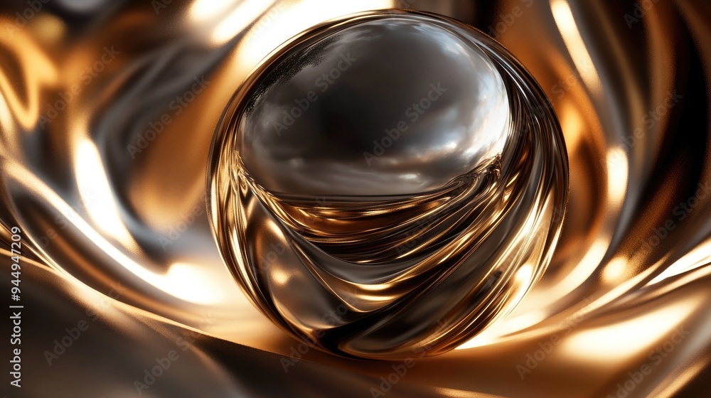 Poster Background featuring a metallic sphere created through 3D illustration and rendering techniques
