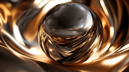 Background featuring a metallic sphere created through 3D illustration and rendering techniques