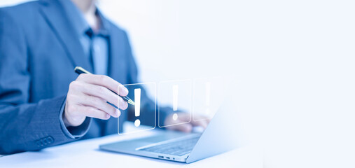 exclamation mark, business error alerts. important icon. concept of attention point or danger sign, hazard warning information the problem of info security, failure, mistake 