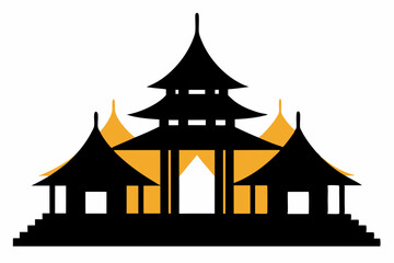 village temple silhouette vector illustration