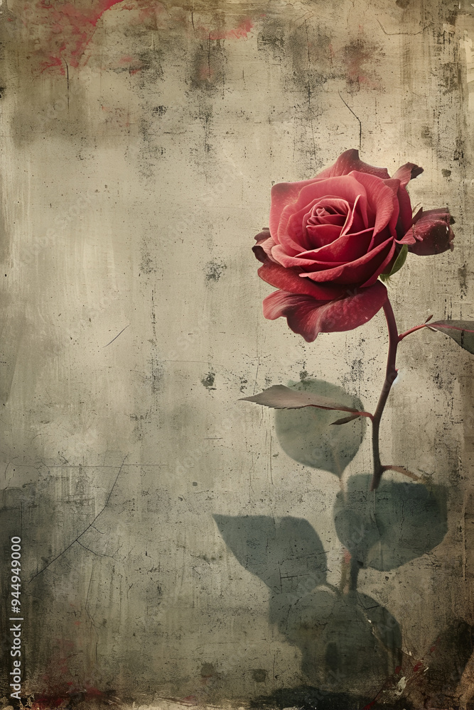 Wall mural Vintage romantic roses fabric for Valentine day and grunge background ,floral background 