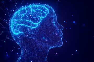 Obraz premium Neon brain profiles in deep thought symbolizing intense cognitive processing and intellectual illumination
