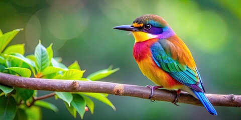 Obraz premium Colorful and cute bird perched on a tree branch, bird, colorful, cute, tree, branch, nature, wildlife, feathers, plumage