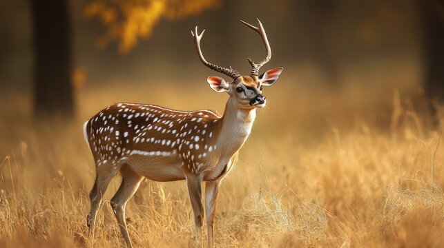 Chital deer also called axis deer in Bandhavgarh.
