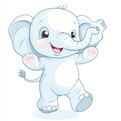 Obraz premium Cute Elephant Clipart, Watercolor Baby Elephant Art, Adorable Animal Illustration, Digital Download, Nursery Decor