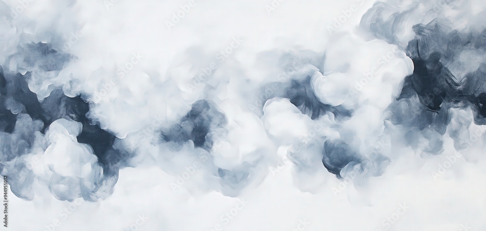 Poster a serene blend of dark and light clouds, creating a soothing atmosphere perfect for backgrounds and 