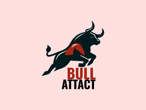 bull attact logo vector
