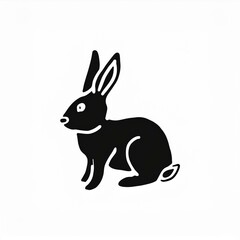 rabbit black icon isolated on white