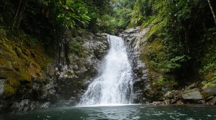 Fototapeta premium Tropical Costa Rica waterfall adventure