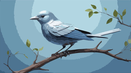 Fototapeta premium illustration of bird perched on a tree branch