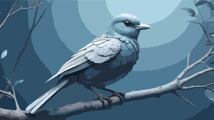 illustration of bird perched on a tree branch