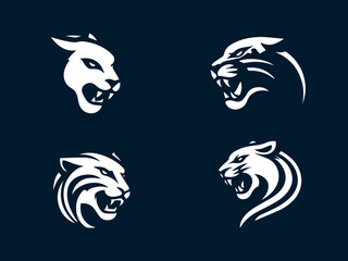 set of head jaguar logo vector