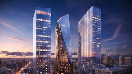 Majestic Buildings Shining Creating Beautiful Reflections