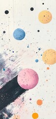 Abstract cosmic scene featuring colorful planets and stars, blending creativity with the vastness of outer space.