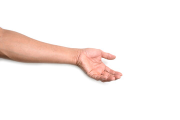 Empty hand holding isolated on the white background