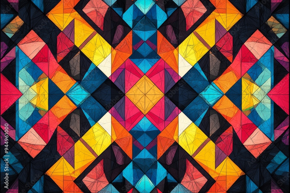 Wall mural Abstract Geometric Pattern with Vibrant Colors created with Generative AI