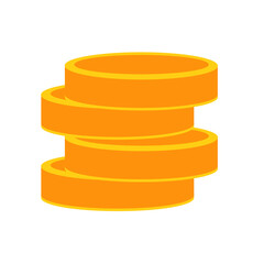 Gold money coins stack vector image, pile of golden coin flat icon design illustration