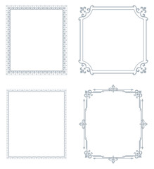 Set of decorative frames Elegant vector element for design in Eastern style, place for text. Floral gray and white borders. Lace illustration for invitations and greeting cards