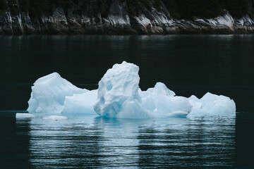 Iceberg from Sawyer glacier floating in Tracy Arm fjjord in Alaska near Juneau
