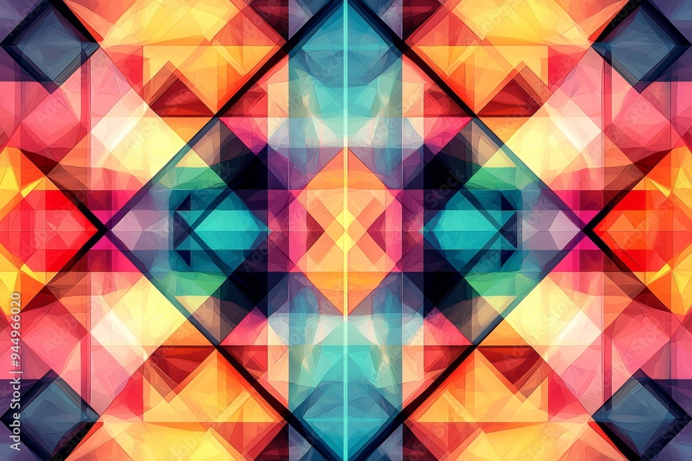 Wall mural abstract geometric pattern with vibrant colors created with generative ai