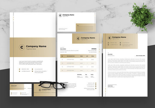 Gold And White Stationery Set 