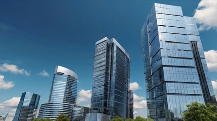 Fototapeta premium Majestic Buildings Shining Creating Beautiful Reflections