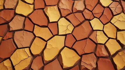 Cracked Clay Earth yellow red orange color background.