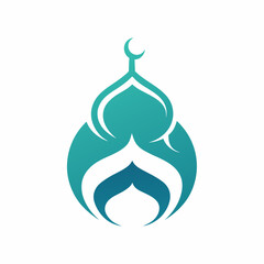 Minimal Muslim Logo silhouette vector art illustration. Mosque logo design vector art.