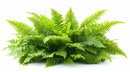 Lush Green Fern Plant Isolated on White Background