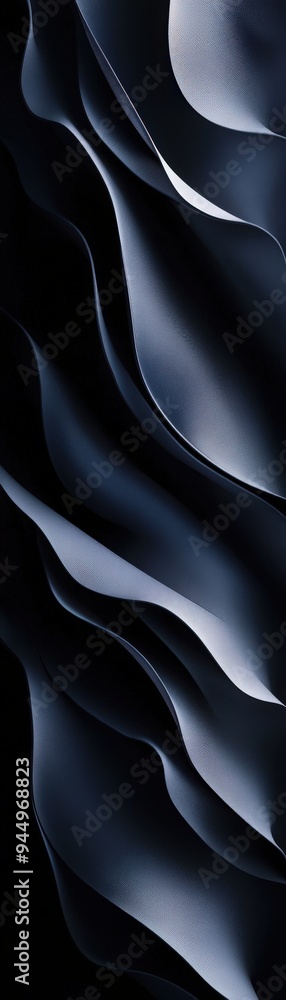 Poster elegant abstract texture with flowing shapes in deep black tones, perfect for backgrounds or artisti