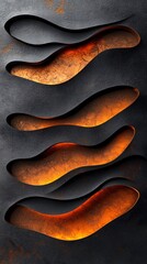 Obraz premium Abstract wavy textures with warm glowing colors on a dark background.