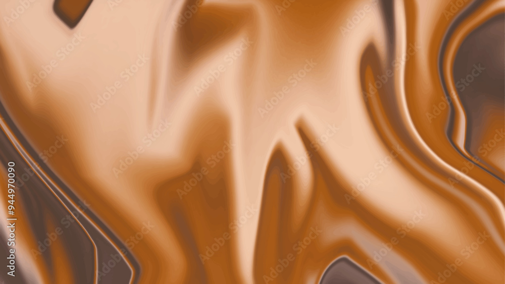 Wall mural abstract flowing liquid curve line background. abstract chocolate coffee texture, bright liquid colo