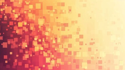 Fototapeta premium Aabstract background showcases a pixelated gradient of soft yellow and coral hues, creating a vibrant and modern visual perfect for various design projects