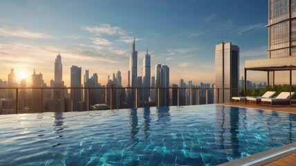 Fototapeta premium Majestic Buildings Shining Creating Beautiful Reflections