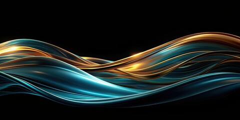 Abstract black background with flowing waves, abstract, black, background, waves, flow, motion, design, artistic, texture, smooth