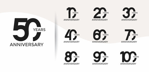 anniversary logo style set with black color can be use for celebration moment