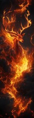 Fototapeta premium A majestic creature emerges from vibrant flames, embodying strength and mystique, perfect for fantasy-themed artwork or media.