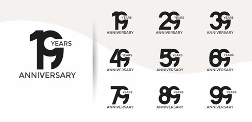 anniversary logo style set with black color can be use for celebration moment