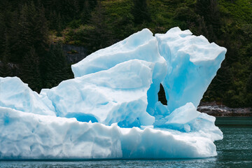 Iceberg from Sawyer glacier floating in Tracy Arm fjjord in Alaska near Juneau