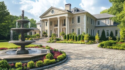 Fototapeta premium Luxury Home with Fountain