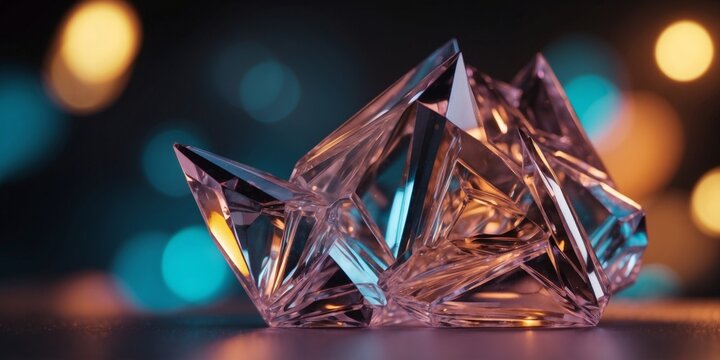 Crystalline structure with neon glow The concept of modern design.